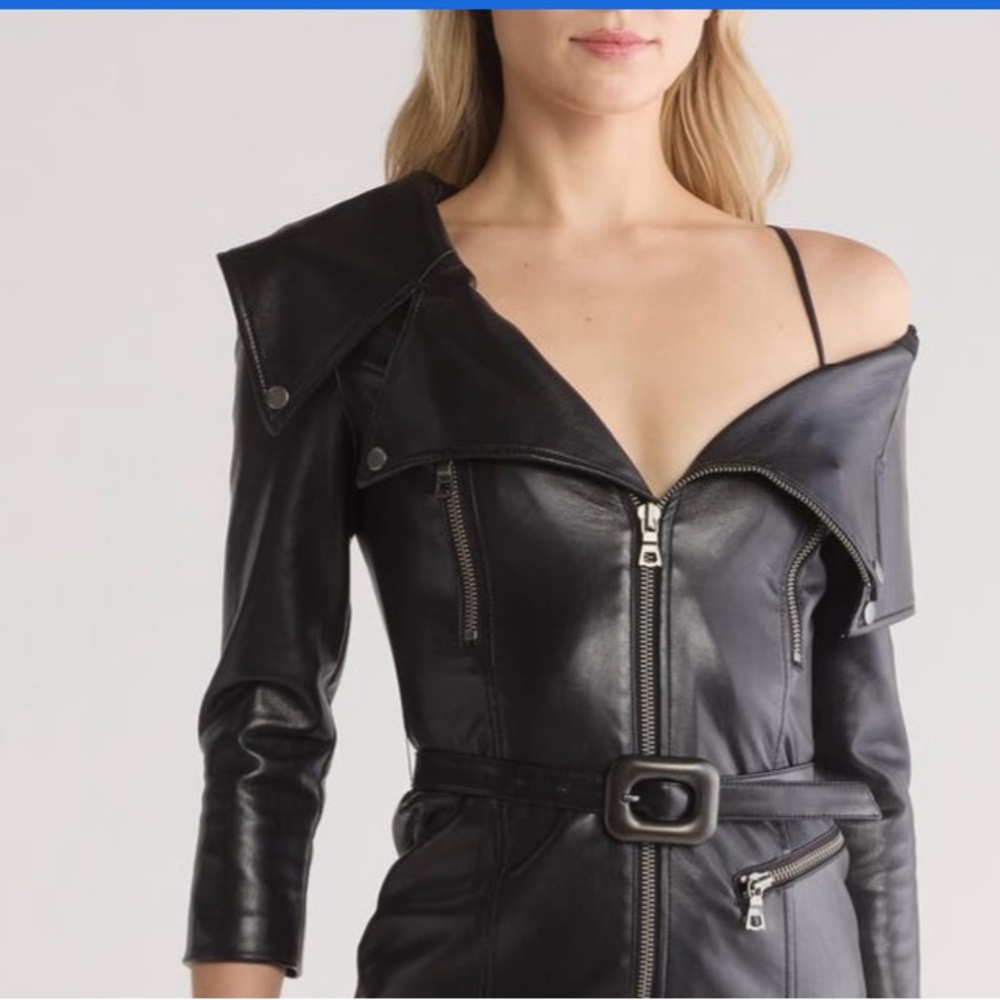 Alice + Olivia Black Mini pleather dress